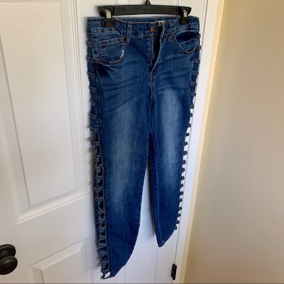 Encore Jeans Side Ladder Cut Out Skinny - Picture 2 of 16